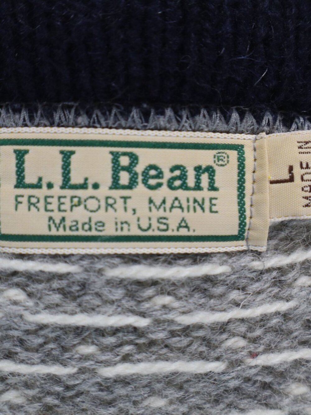 Vintage L.L.Bean Fair Isle Wool Cardigan Sweater Nordic Scandinavian USA L - Picture 7 of 8